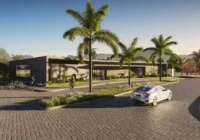 Entrada do condomínio com paisagismo e área de lazer — Allegro Family Resort