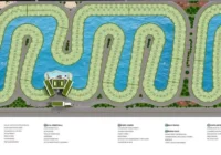 Planta baixa do condomínio Royal Lake com lago e lotes residenciais